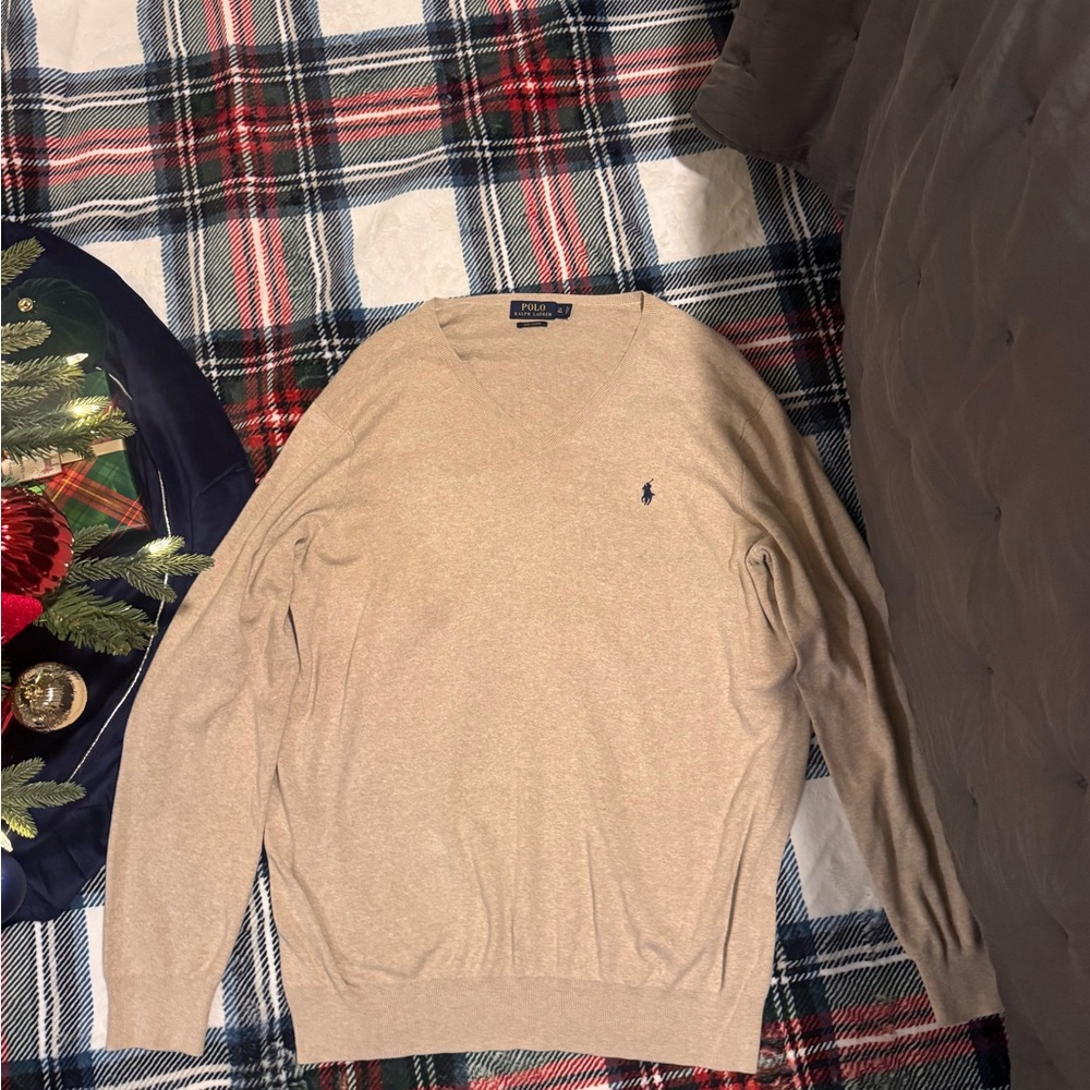 SOLD Polo by Ralph Lauren Men's Tan V-Neck Sweater
